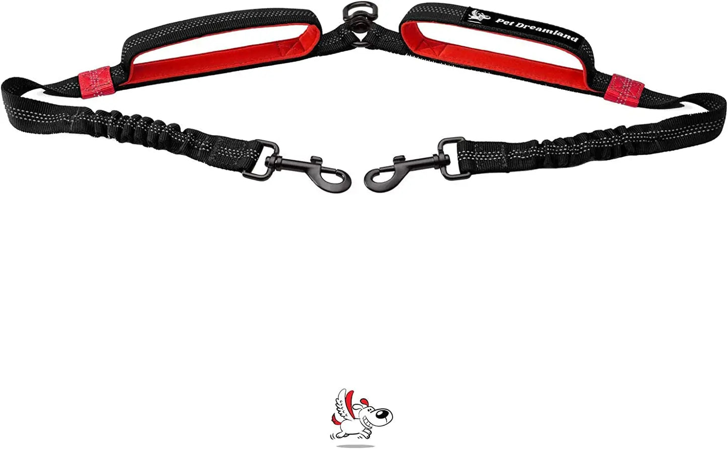 Unleash the Fun: Pet Dreamland's Hands-Free Double Dog Leash for Your Dynamic Duo (Dark Grey & Pink) – Perfect for Jogs, Walks, and Shenanigans! Pet Dreamland