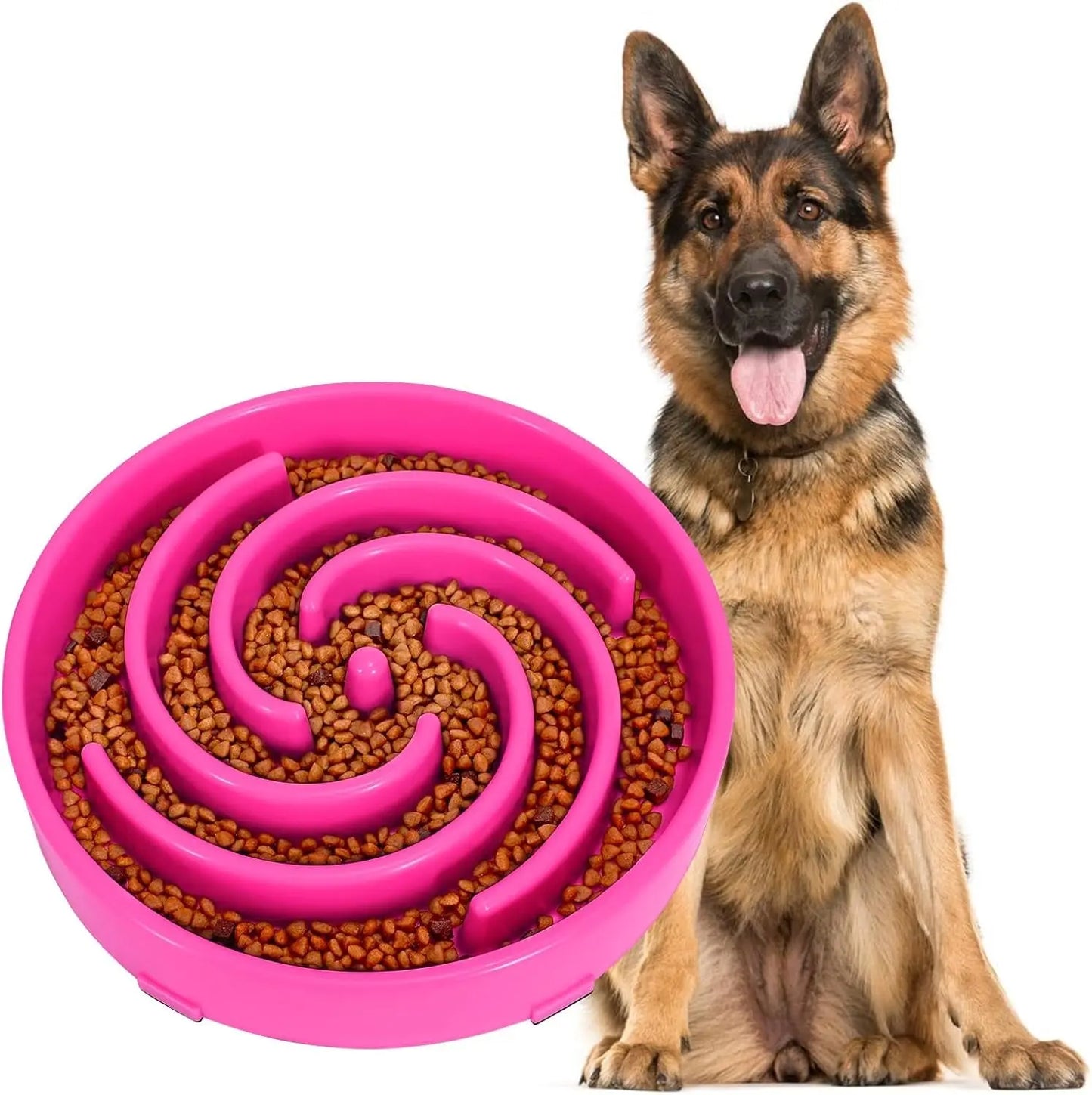 JASGOOD Anti-Gulping Slow Feeder Dog Bowl - Promote Healthy Eating Habits for Large and Medium Breeds with Unique Spiral Maze Design JASGOOD