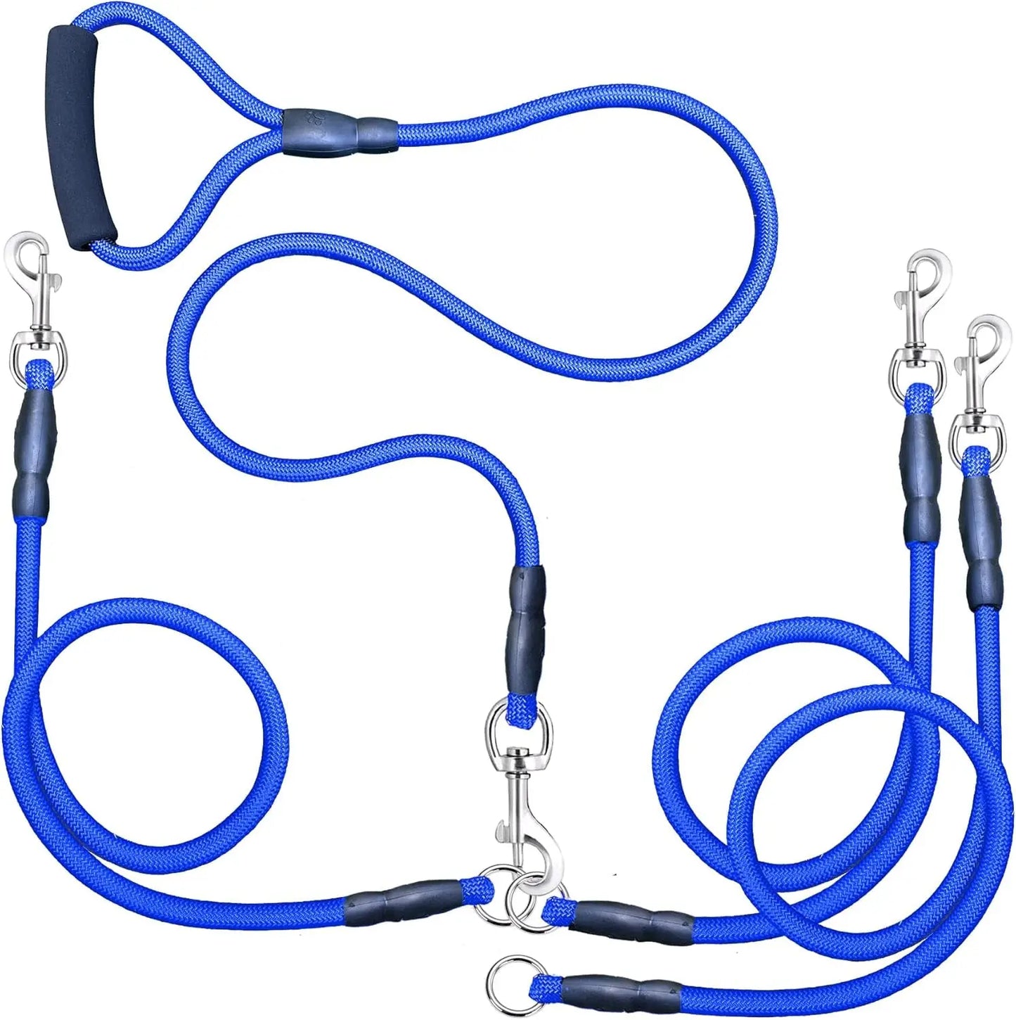 Heavy Duty 3 Dog Leash No Tangle Detachable 360° Swivel Device Multiple Dog Leash with Padded Handle for Two/Three Pets SonQueen