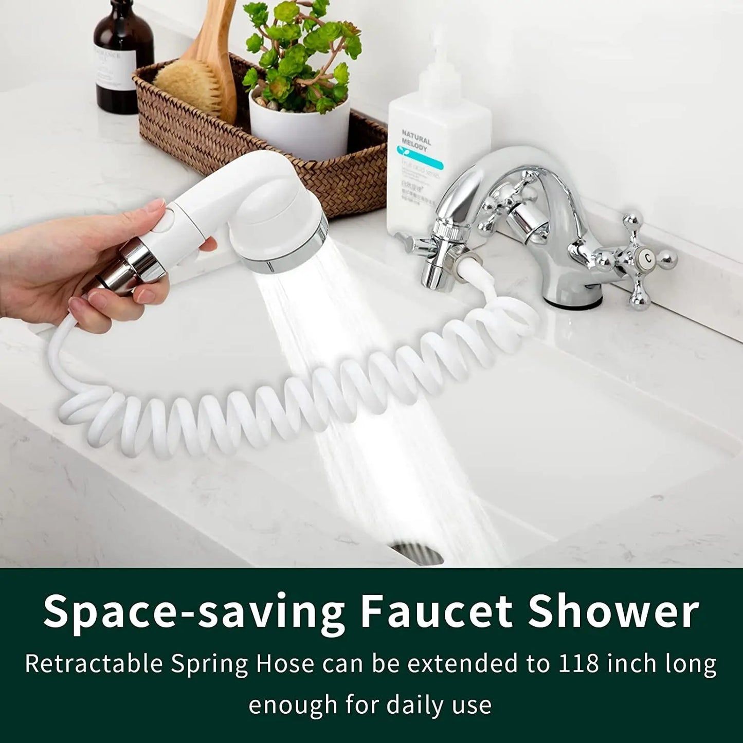 Sink Faucet Sprayer Attachment, Shower Head Attaches to Tub Faucet, Dog Bathing Hose Shower Set for Laundry Bathroom Kitchen Excel Pets