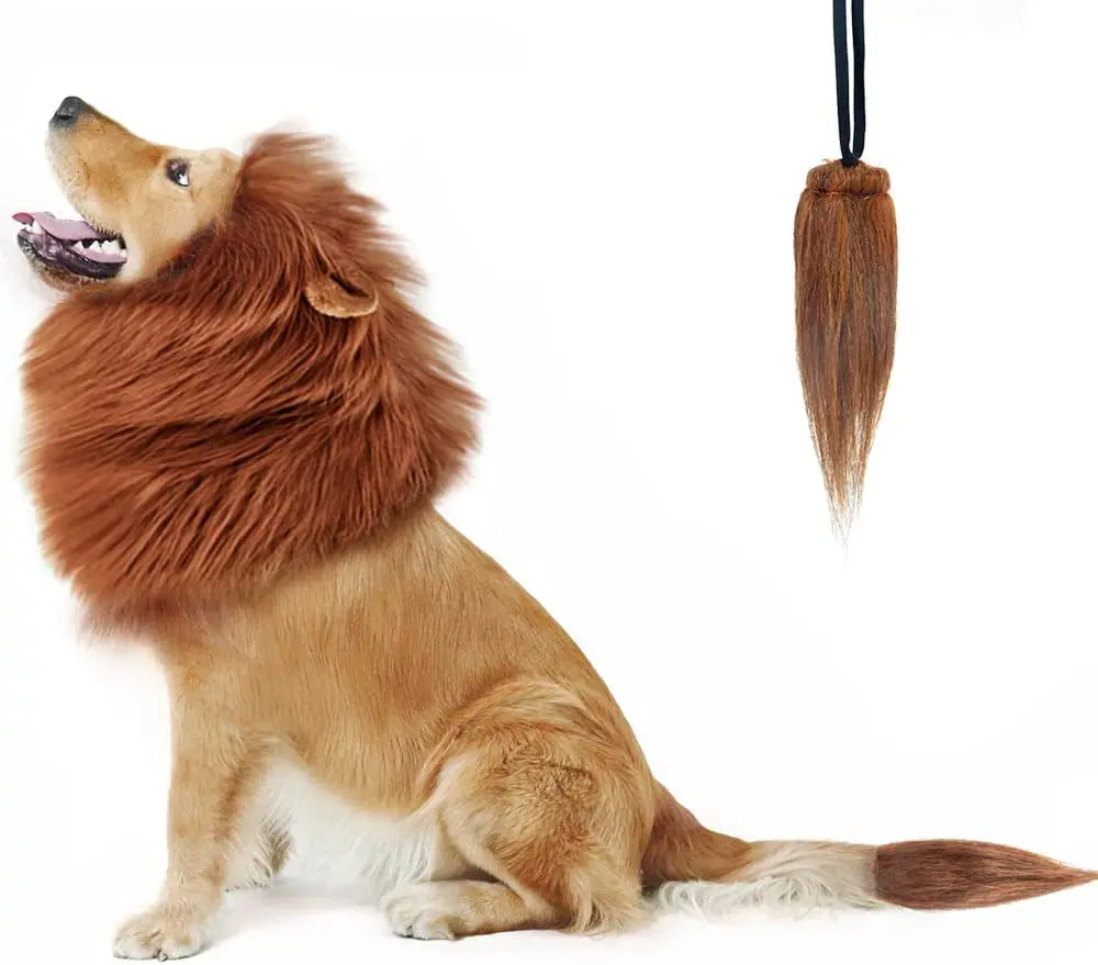 CPPSLEE Lion Mane for Dog Costumes, Realistic Wig for Medium to Large Sized Dogs, Halloween Costumes (Dark Brown)