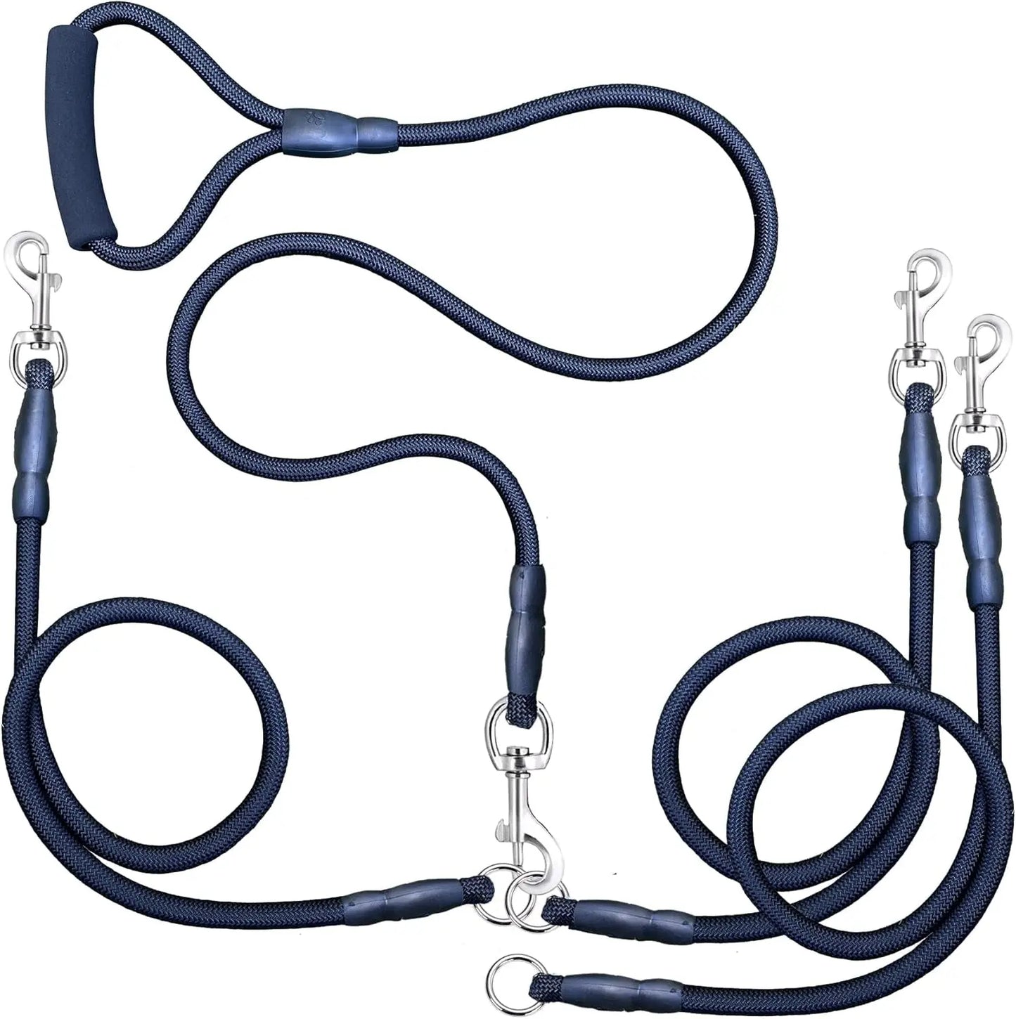 Heavy Duty 3 Dog Leash No Tangle Detachable 360° Swivel Device Multiple Dog Leash with Padded Handle for Two/Three Pets SonQueen