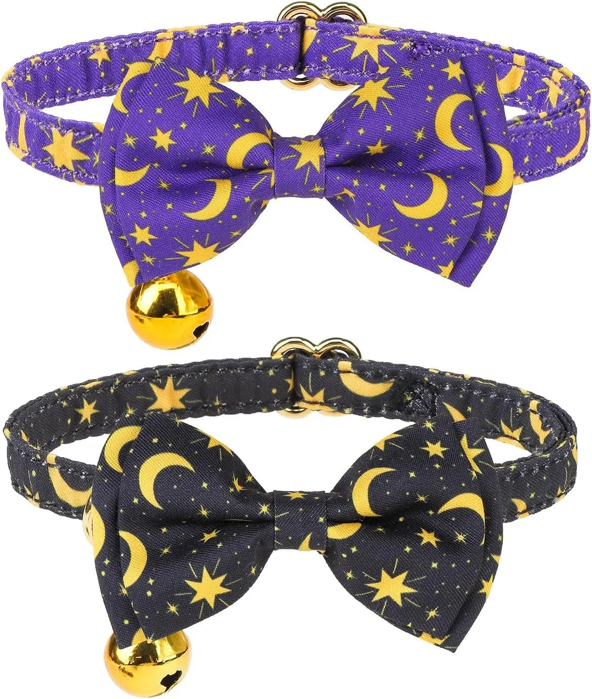 EXPAWLORER Soft Velvet Breakaway Cat Collars with Rhinestones - 2 Pack Adjustable Christmas Gifts for Cats and Small Dogs EXPAWLORER
