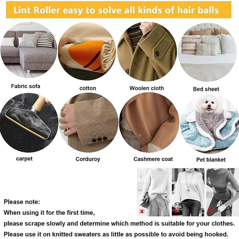 Reusable Pet Hair Remover: Wooden Handle Lint Tool Excel Pets