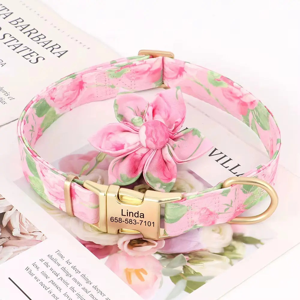 Custom Nylon Dog Collar Cute Print Dog Collars Free Engraved Pet ID Collars Necklace for Small Medium Large Dogs Pug Adjustable Excel Pets
