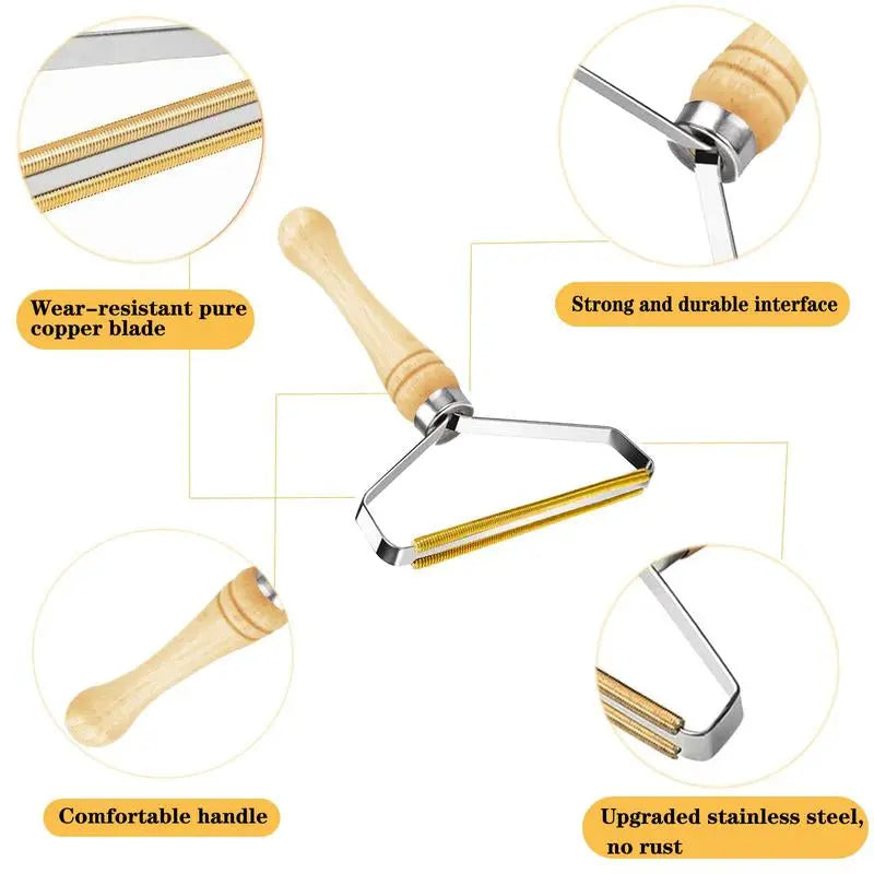 Reusable Pet Hair Remover: Wooden Handle Lint Tool Excel Pets
