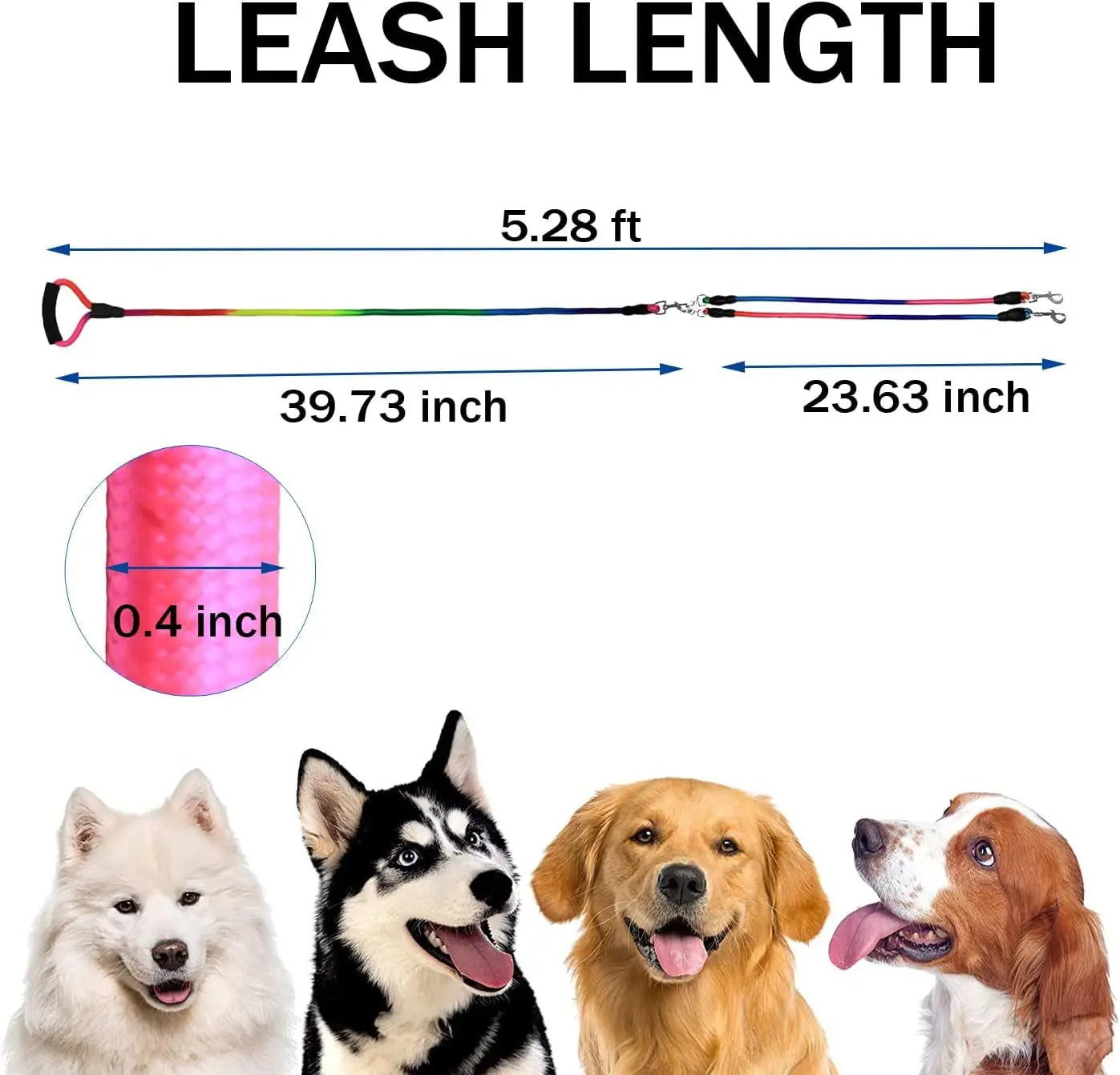 Heavy Duty 3 Dog Leash No Tangle Detachable 360° Swivel Device Multiple Dog Leash with Padded Handle for Two/Three Pets SonQueen