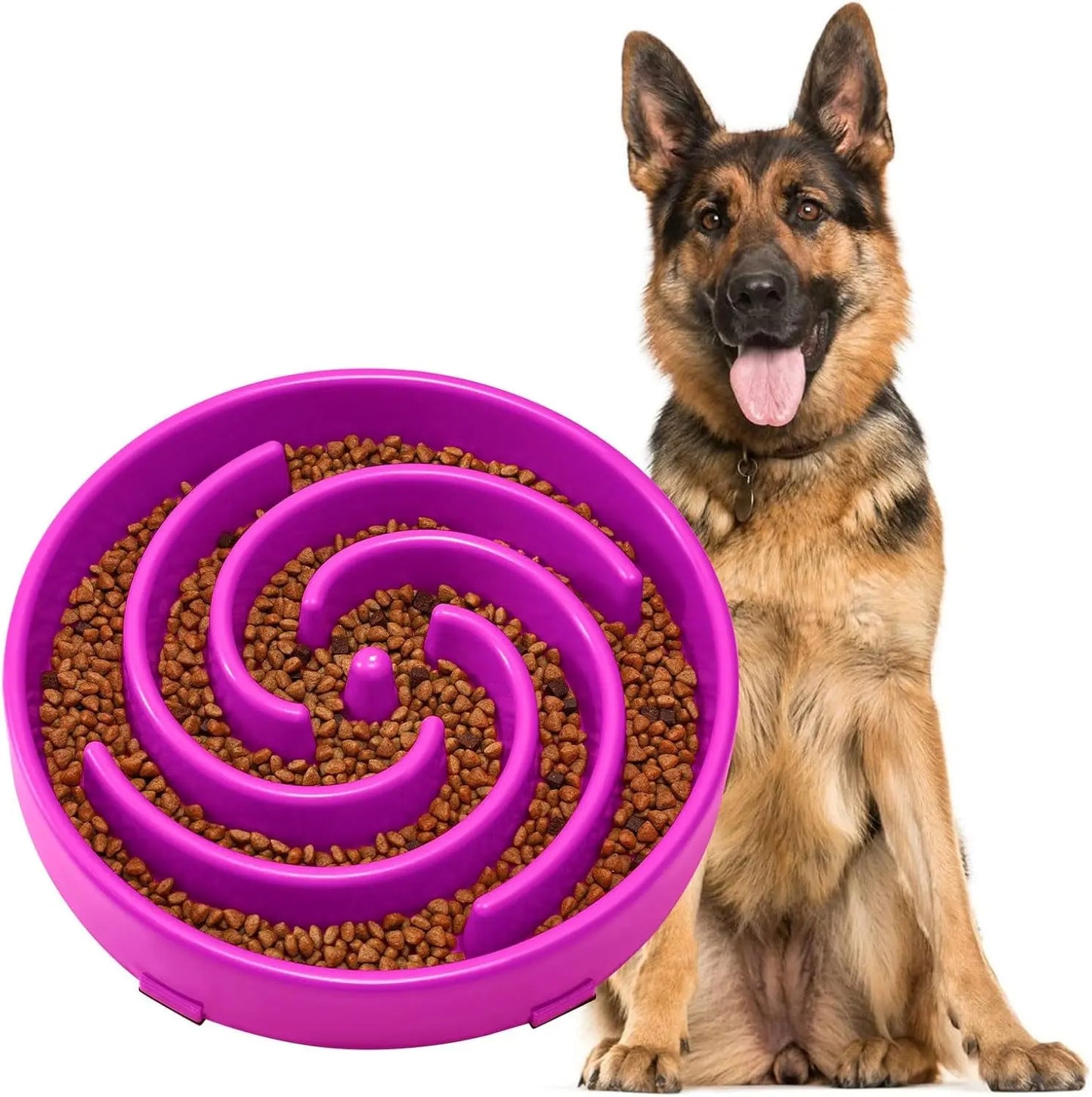 JASGOOD Anti-Gulping Slow Feeder Dog Bowl - Promote Healthy Eating Habits for Large and Medium Breeds with Unique Spiral Maze Design JASGOOD