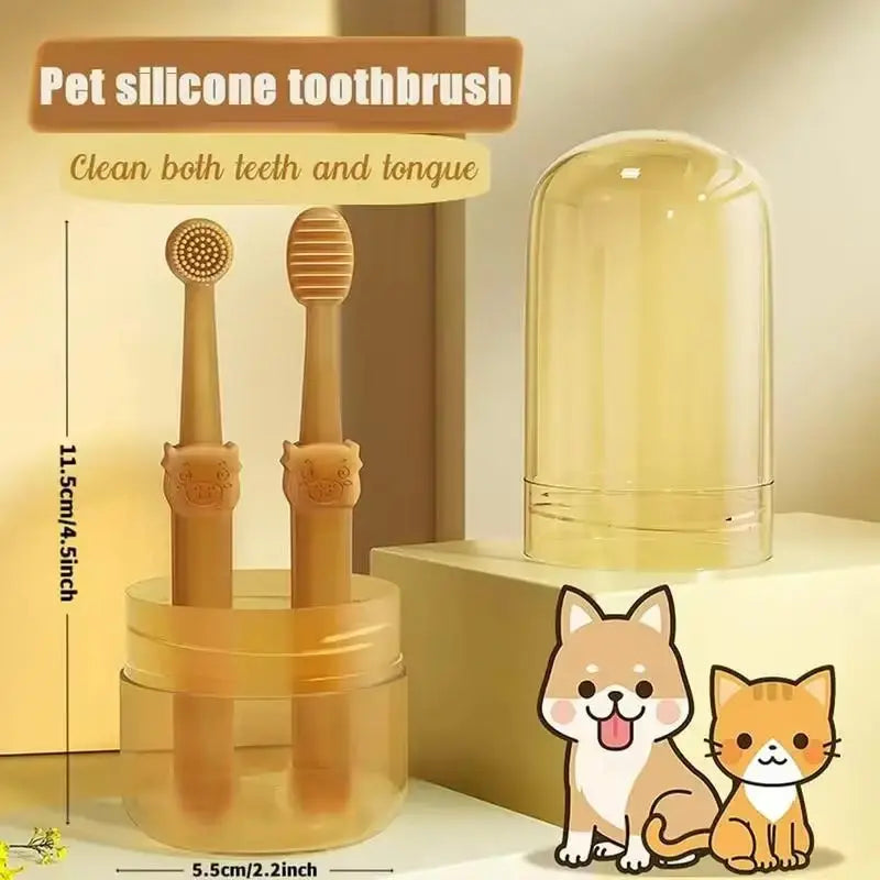 Soft Silicone Toothbrush & Tongue Scraper for Dogs and Cats Excel Pets