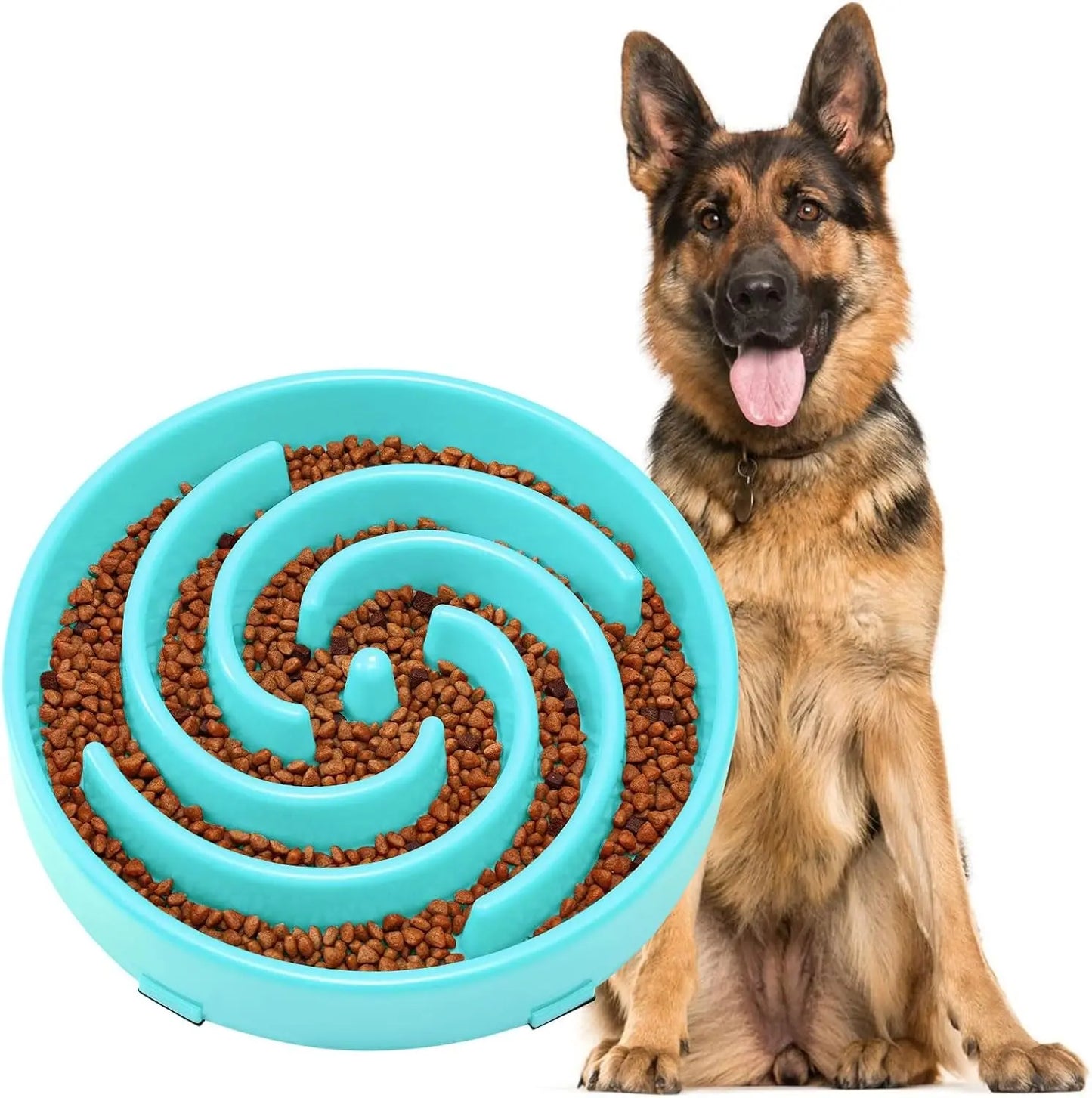 JASGOOD Anti-Gulping Slow Feeder Dog Bowl - Promote Healthy Eating Habits for Large and Medium Breeds with Unique Spiral Maze Design JASGOOD
