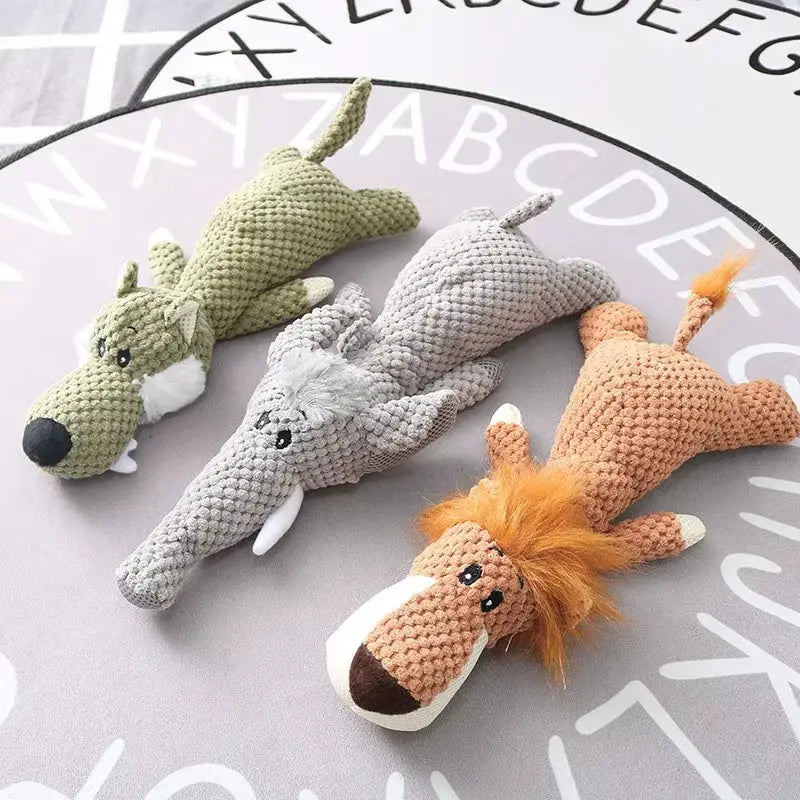 Interactive Plush Dog Toys Molar Teeth Cleaning Toy Cute Animal Modeling Lion Elephant Doll Squeaky Dog Toy Puppy Teething Toys Does not apply