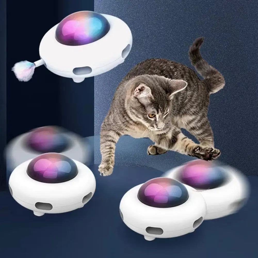 WhirlPlay UFO Teaser – Smart USB-Powered Feather Toy for Endless Cat Fun Excel Pets
