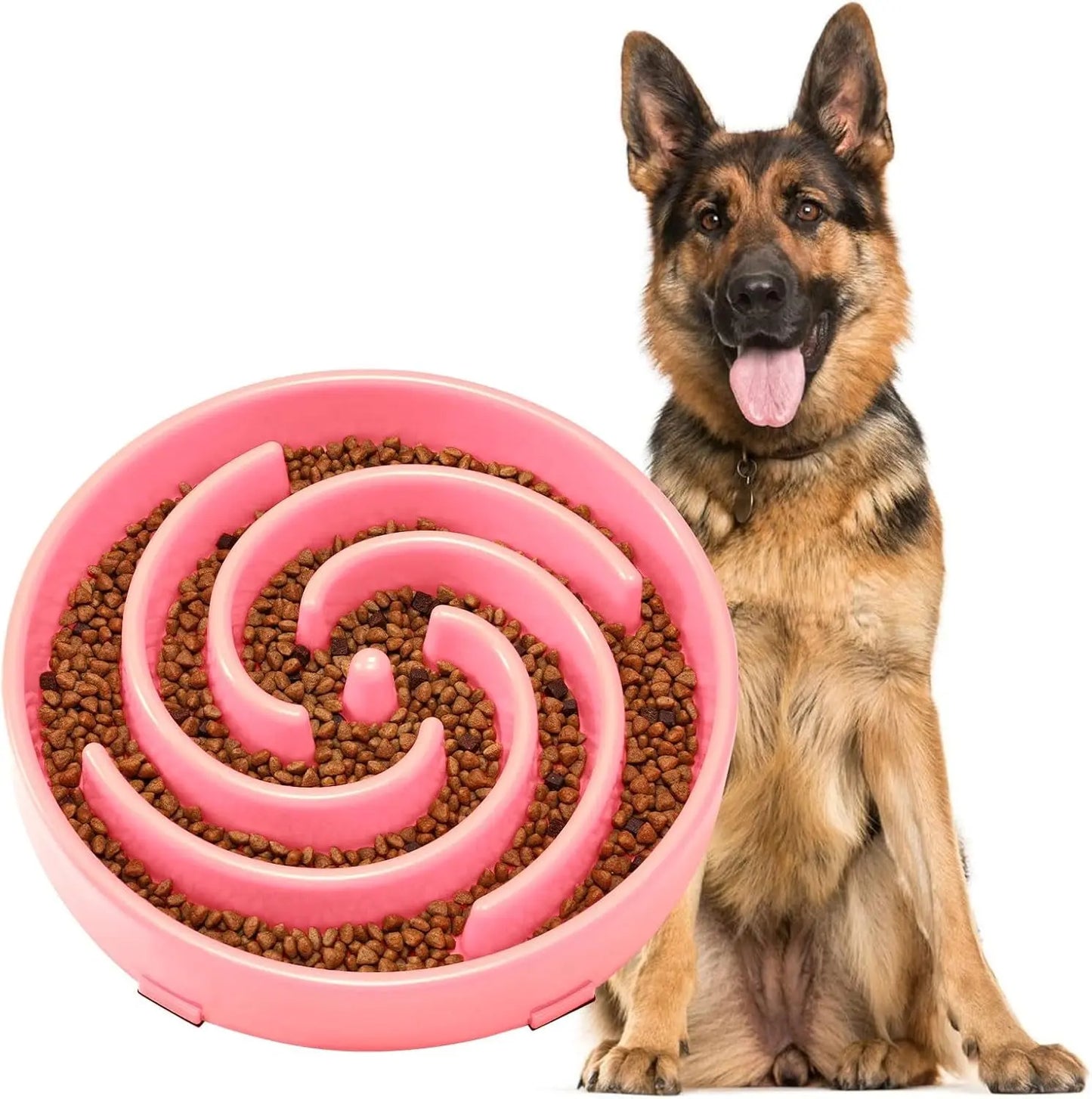 JASGOOD Anti-Gulping Slow Feeder Dog Bowl - Promote Healthy Eating Habits for Large and Medium Breeds with Unique Spiral Maze Design JASGOOD