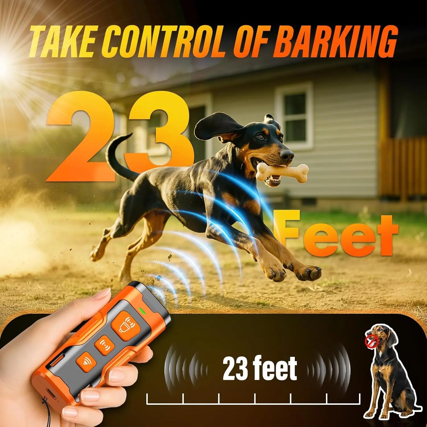 Advanced Ultrasonic Dog Bark Deterrent Device with 6 Training Modes and 23 FT Range for Effective Behavior Correction - Safe, Humane, and Compact Solution for Dogs ShenZhen TIZE Technology Co.,Ltd