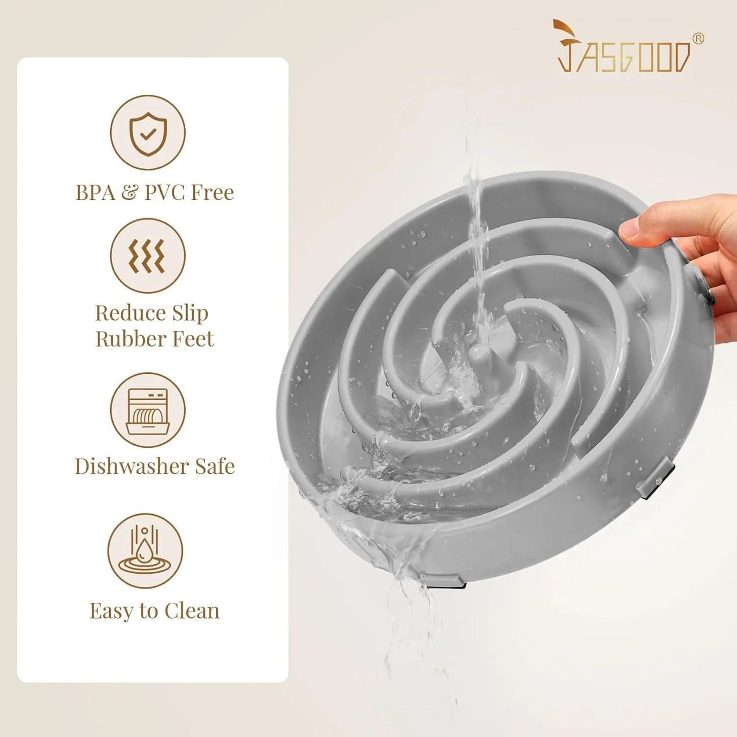 JASGOOD Anti-Gulping Slow Feeder Dog Bowl - Promote Healthy Eating Habits for Large and Medium Breeds with Unique Spiral Maze Design JASGOOD