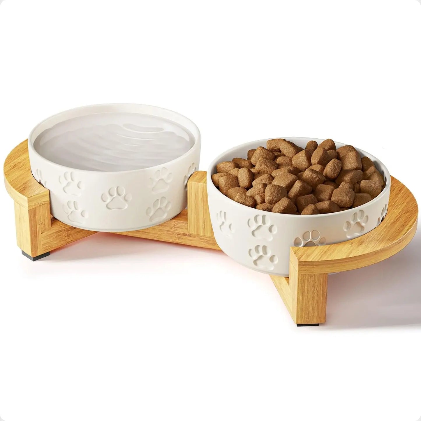 Stylish & Functional Ceramic Dog Bowl Set of 2 - Perfect for Small Dogs with Anti-Slip Base and Cute Paw Design HB Design Co.