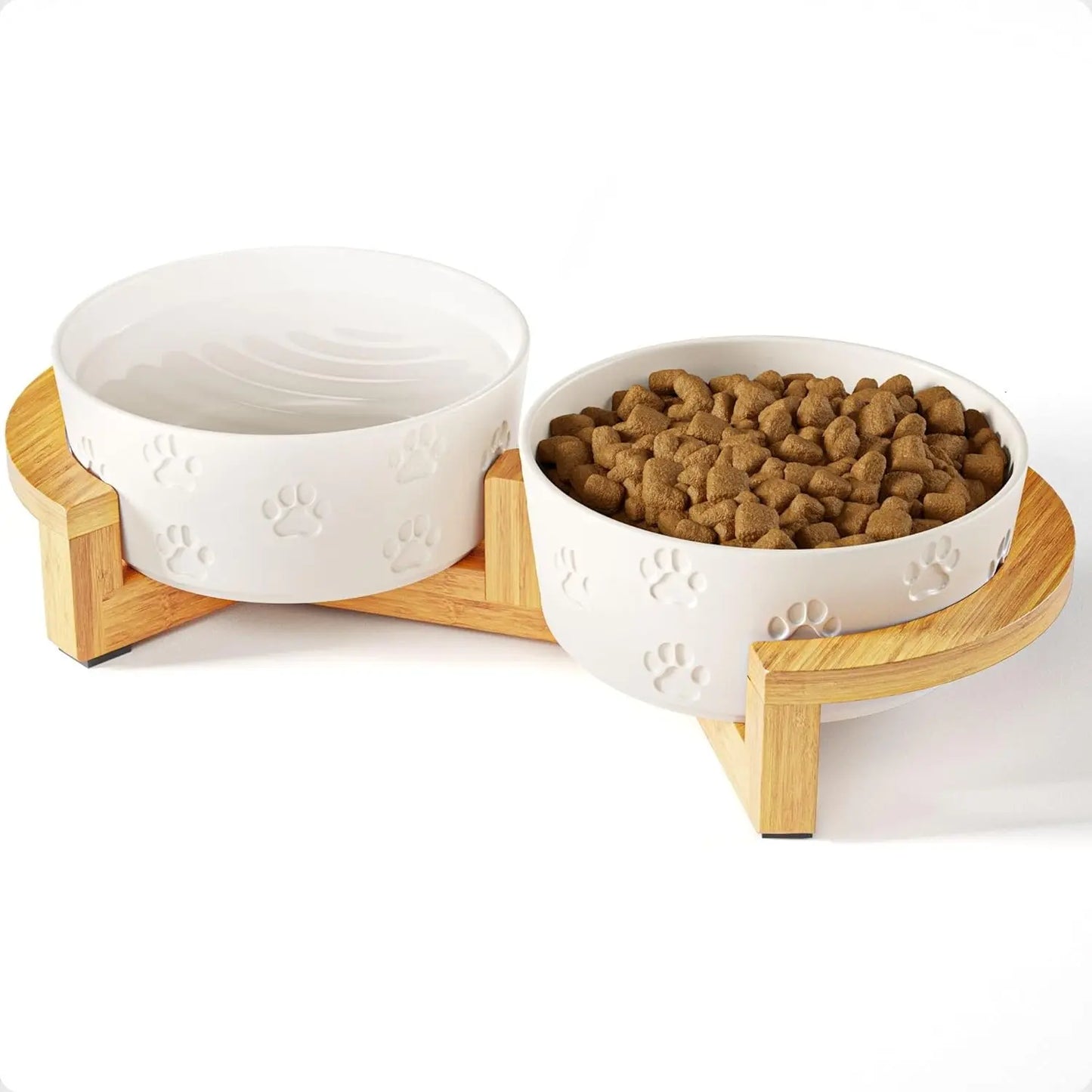 Stylish & Functional Ceramic Dog Bowl Set of 2 - Perfect for Small Dogs with Anti-Slip Base and Cute Paw Design HB Design Co.