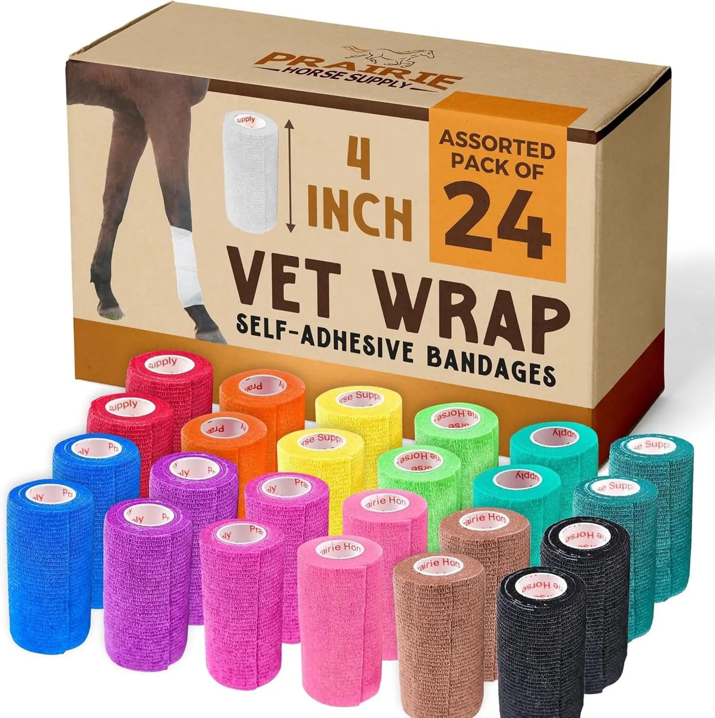 Prairie Horse Supply 4-Inch Veterinary Wrap Tape Bulk Pack (Assorted Paw Prints and Patterns) Prairie Horse Supply