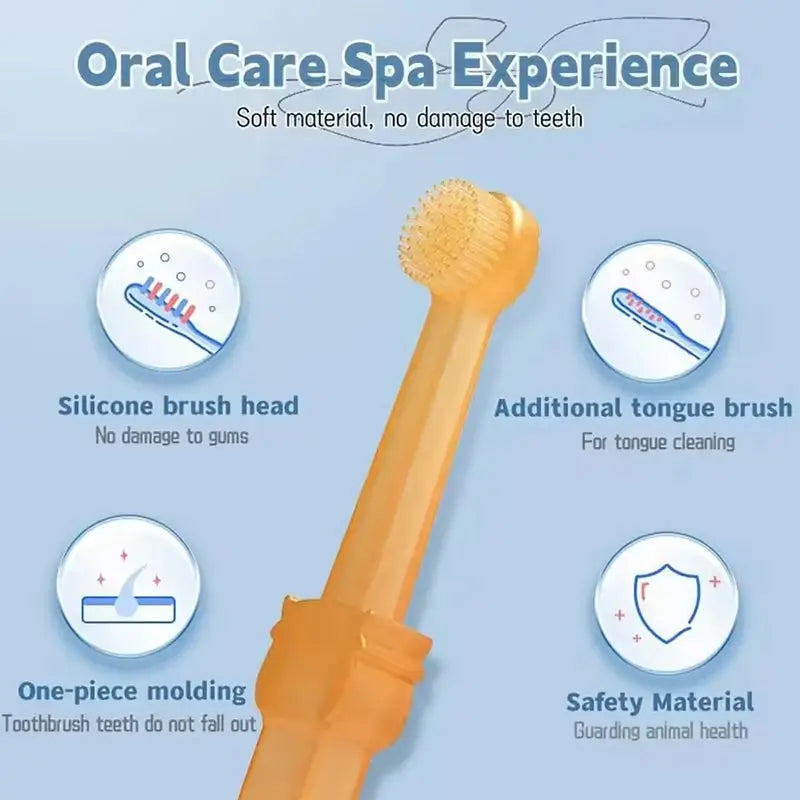 Soft Silicone Toothbrush & Tongue Scraper for Dogs and Cats Excel Pets