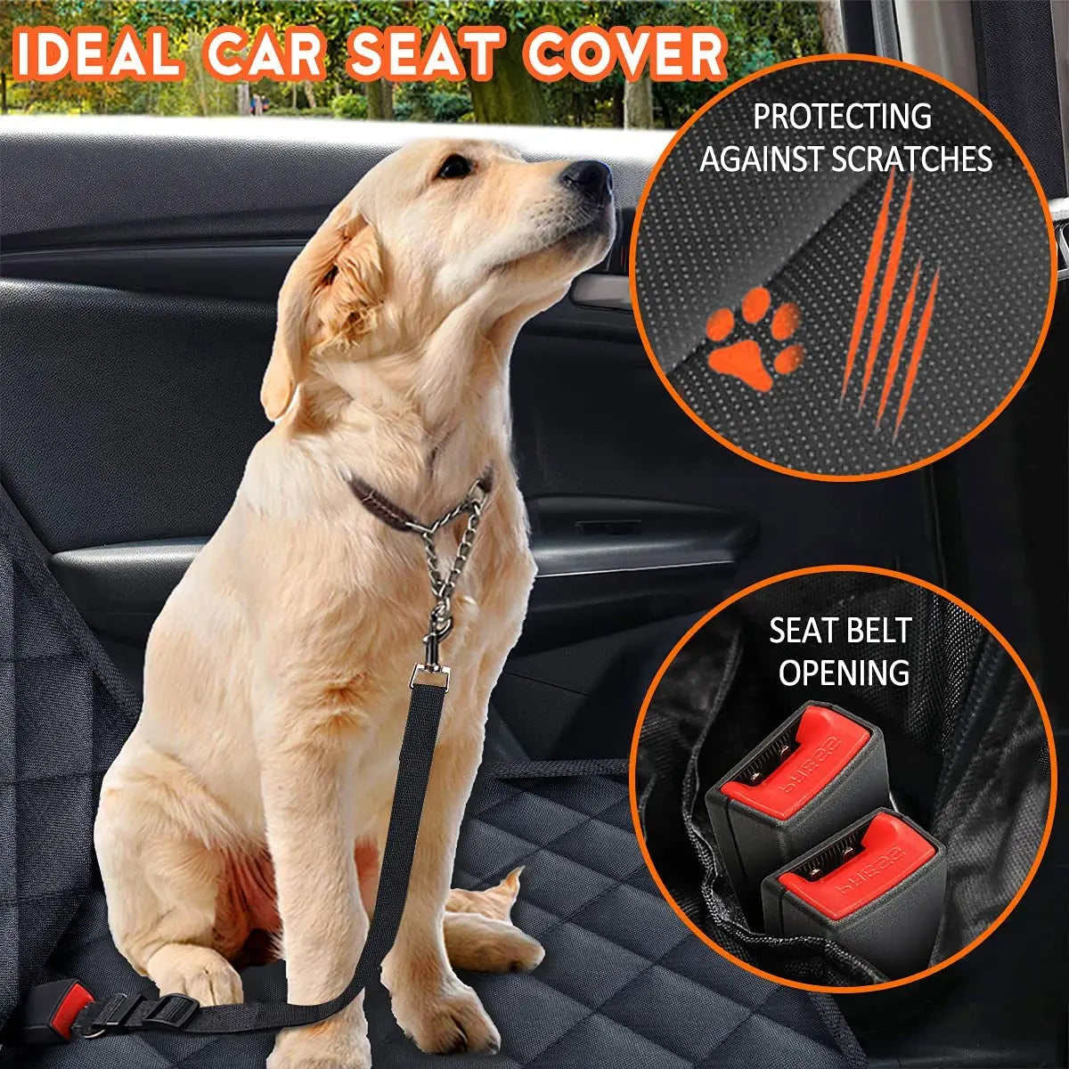Dog Car Seat Cover, Back Seat Cover for Dogs Pet Car Seat Protector Waterproof Bench Car Seat Cover, Non-Slip Rear Seat Cover Fits Middle Armrest for Most Cars Trucks Suvs - Black Excel Pets