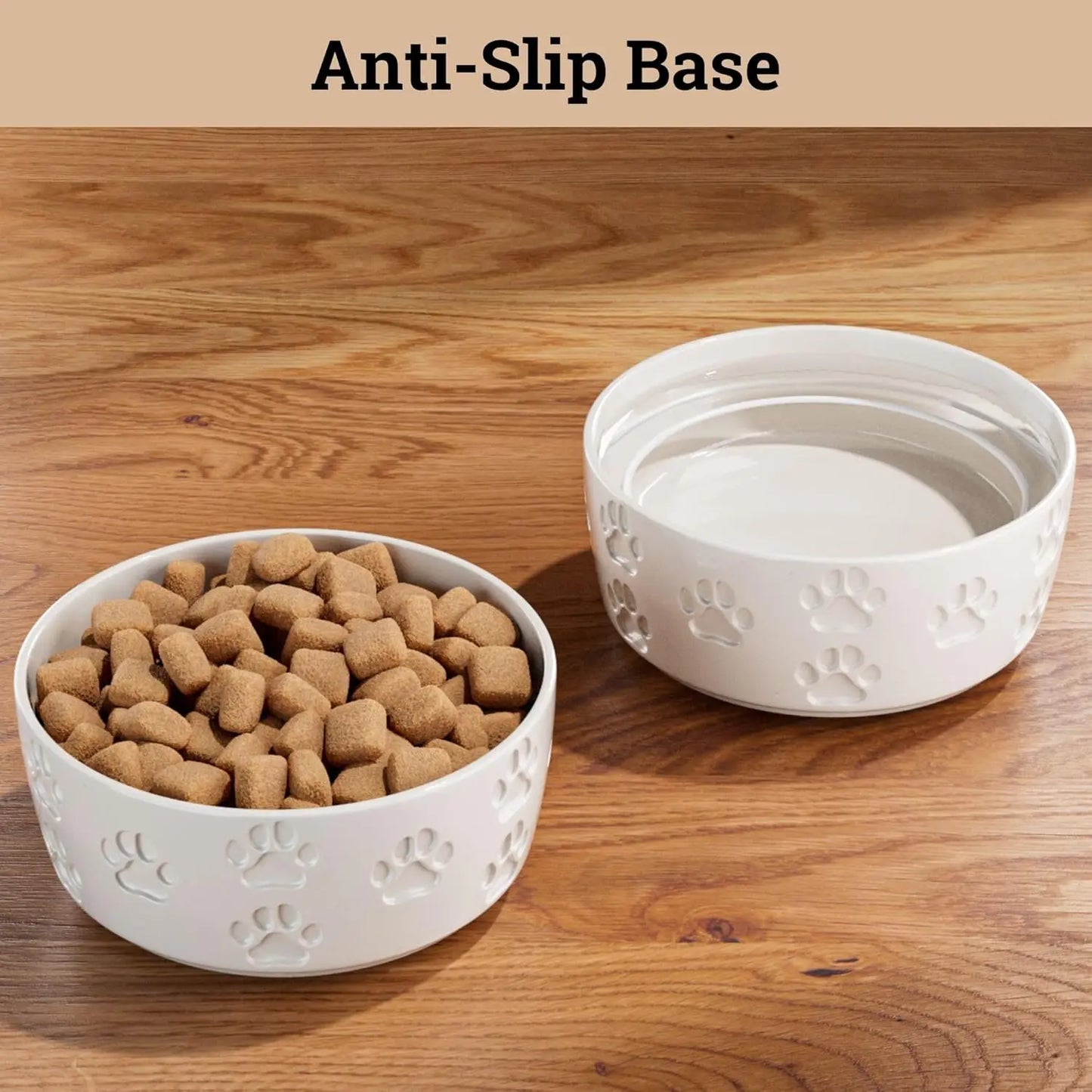 Stylish & Functional Ceramic Dog Bowl Set of 2 - Perfect for Small Dogs with Anti-Slip Base and Cute Paw Design HB Design Co.