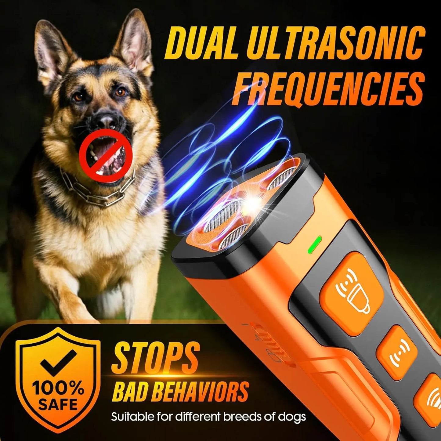 Advanced Ultrasonic Dog Bark Deterrent Device with 6 Training Modes and 23 FT Range for Effective Behavior Correction - Safe, Humane, and Compact Solution for Dogs ShenZhen TIZE Technology Co.,Ltd