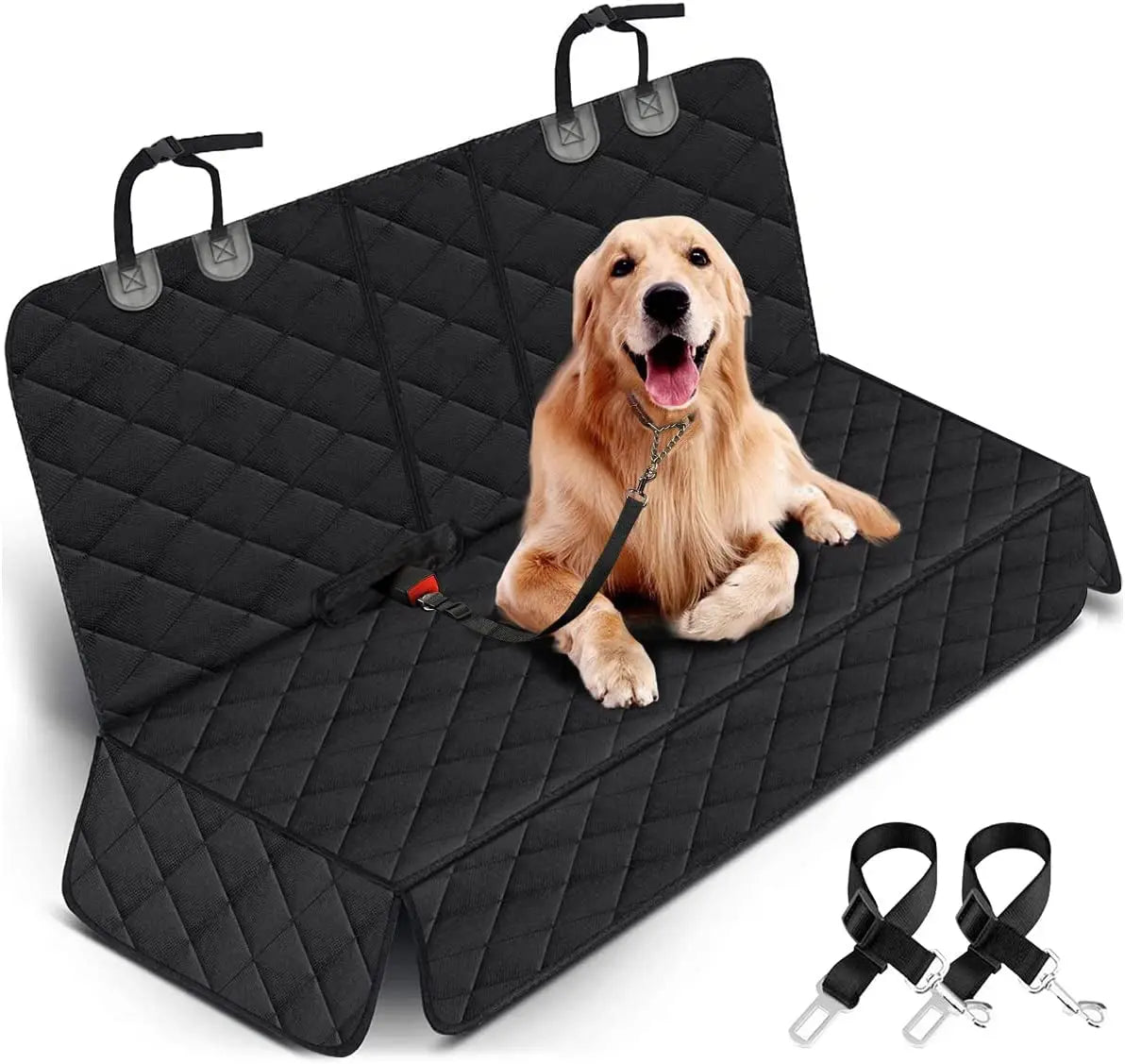 Dog Car Seat Cover, Back Seat Cover for Dogs Pet Car Seat Protector Waterproof Bench Car Seat Cover, Non-Slip Rear Seat Cover Fits Middle Armrest for Most Cars Trucks Suvs - Black Excel Pets