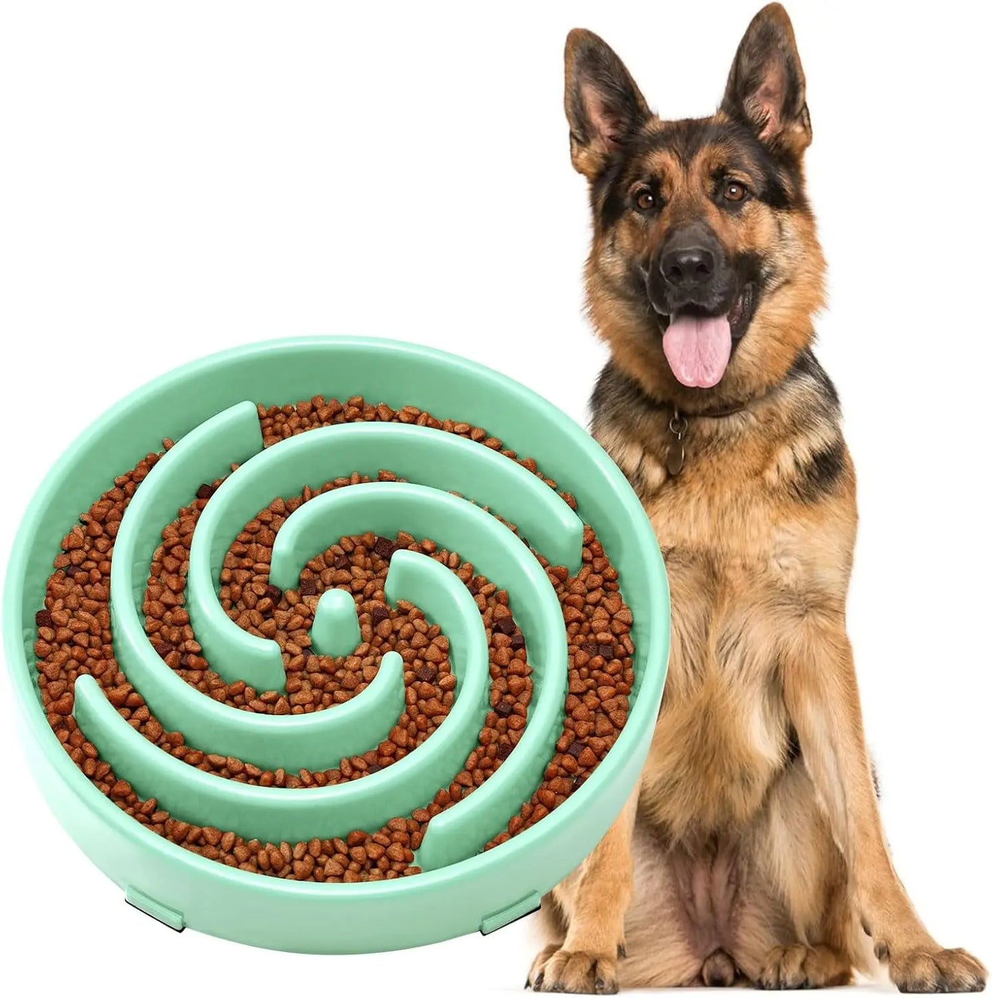 JASGOOD Anti-Gulping Slow Feeder Dog Bowl - Promote Healthy Eating Habits for Large and Medium Breeds with Unique Spiral Maze Design JASGOOD