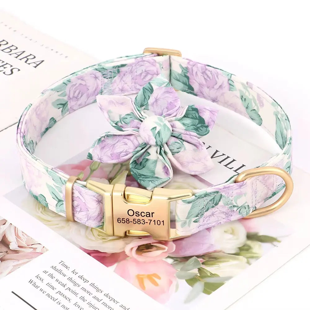 Custom Nylon Dog Collar Cute Print Dog Collars Free Engraved Pet ID Collars Necklace for Small Medium Large Dogs Pug Adjustable Excel Pets