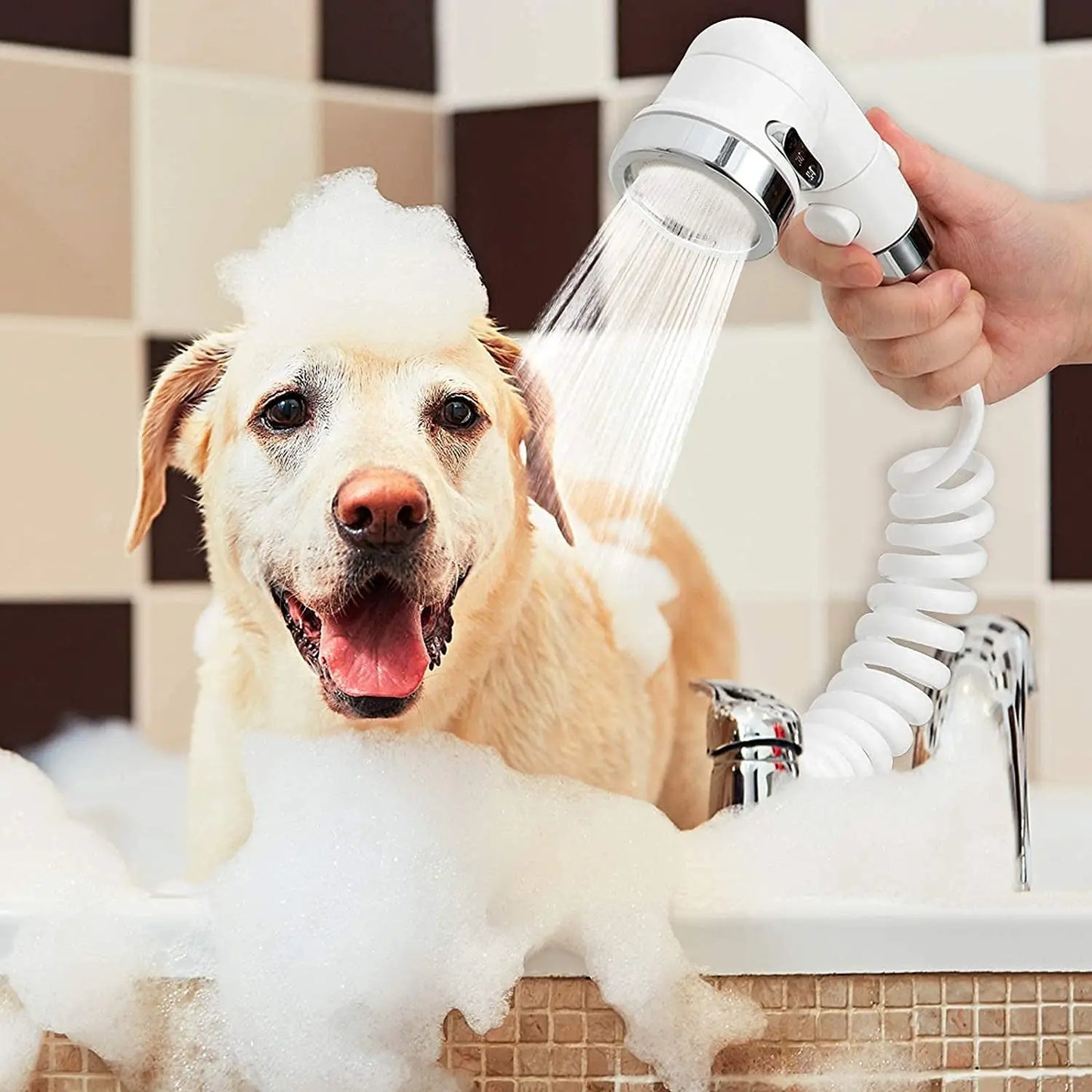Sink Faucet Sprayer Attachment, Shower Head Attaches to Tub Faucet, Dog Bathing Hose Shower Set for Laundry Bathroom Kitchen Excel Pets