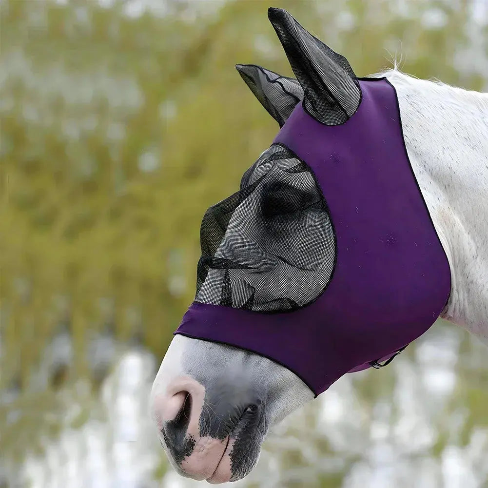 Mosquito Proof Horse Mask New Multicolor Horse anti Mosquito Face Mask Breathable Stretch Knitted Mesh Horse Head Cover Supplies Excel Pets