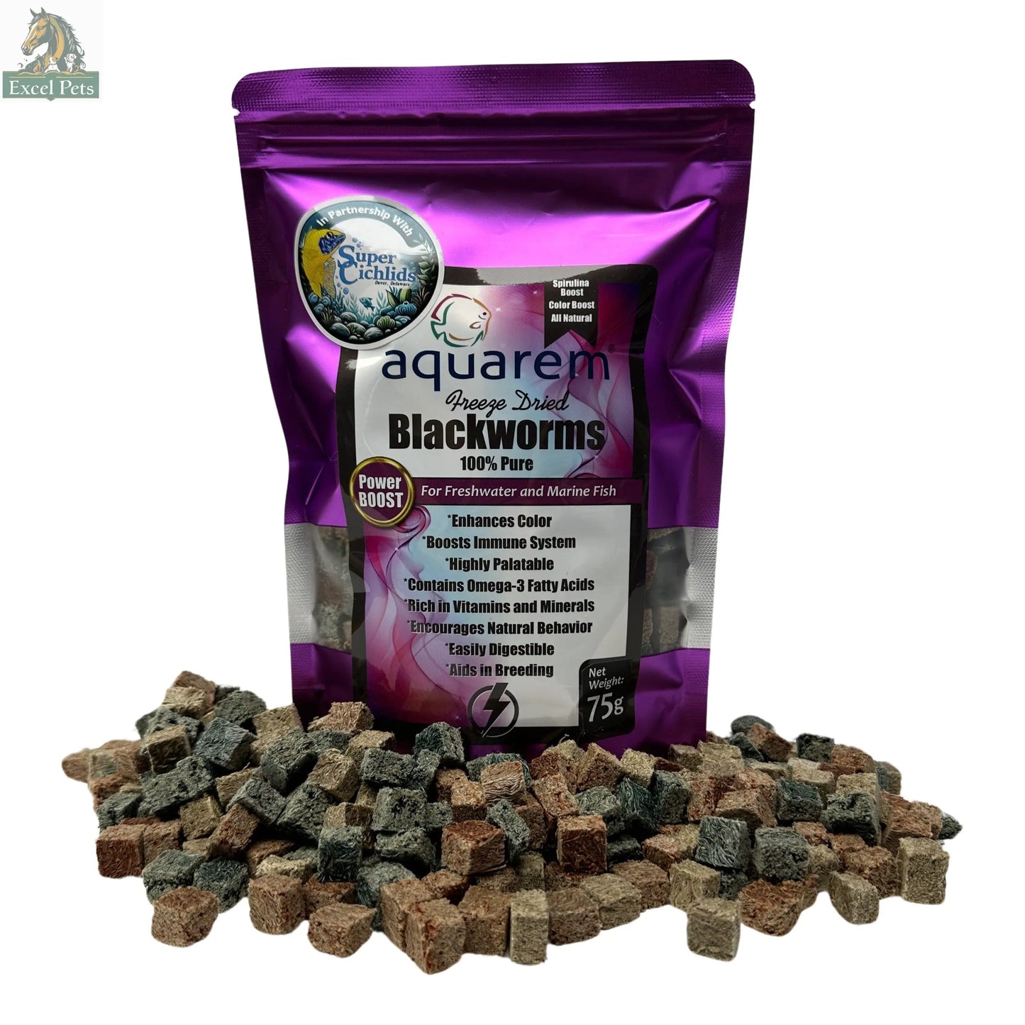 Premium Freeze Dried Blackworms - Power Boost Super Cichlids