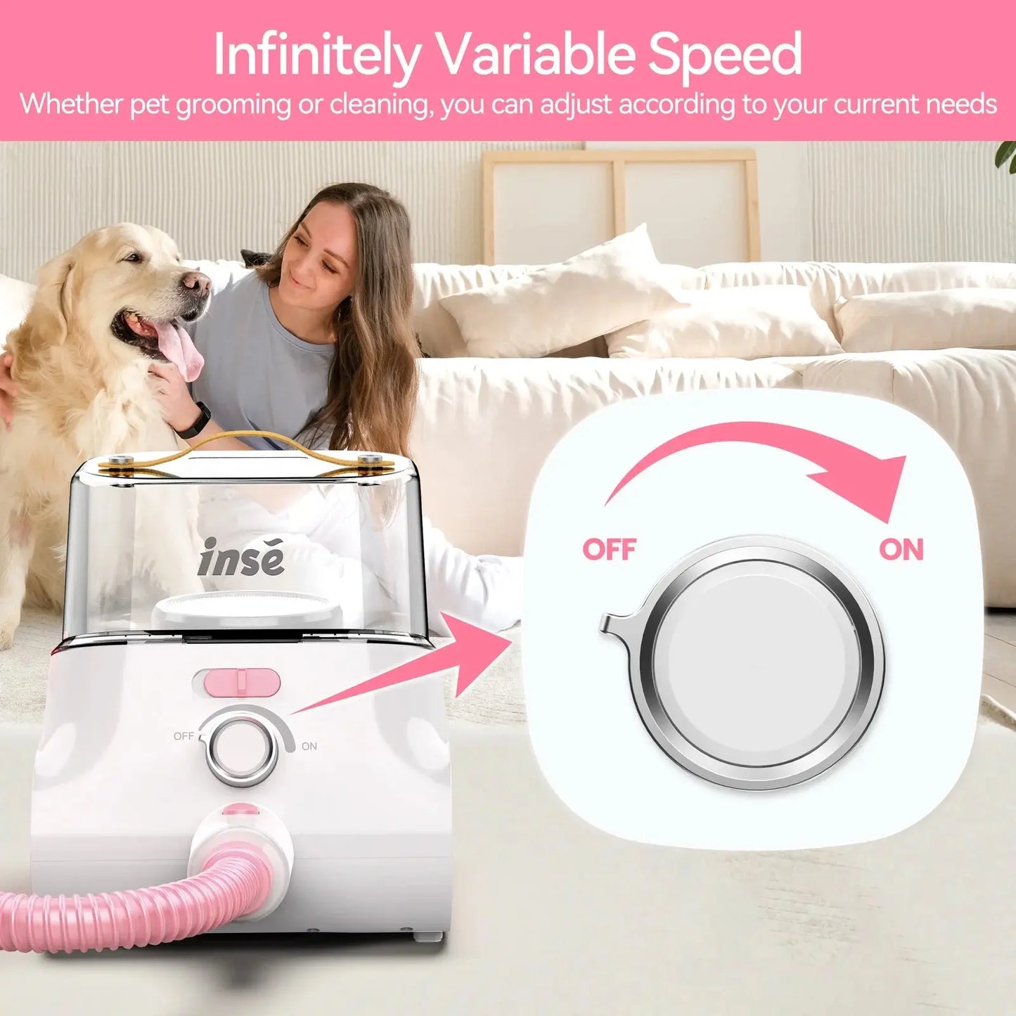 Grooming Vacuum, 4.5L Large Capacity Pet Grooming Kit & 5-In-1 Ultra-Low Noise Pet Grooming Vacu for Dog, Cat Excel Pets