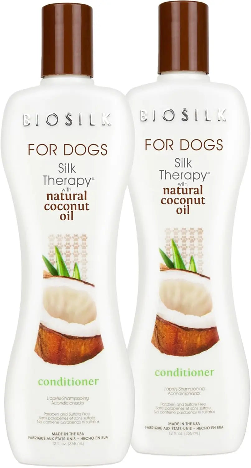 Transform Your Dog's Coat with BioSilk Silk Therapy Conditioner - Nourishing Coconut Oil Formula for Silky Smooth Fur, 12 Ounces Fetch for Pets