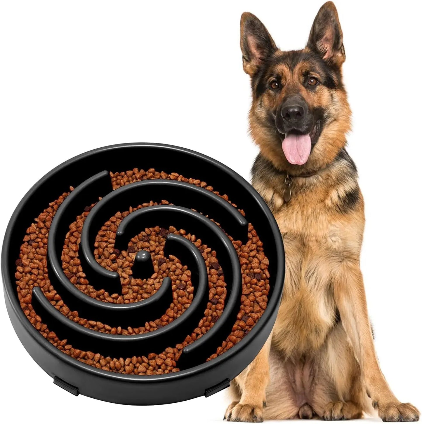 JASGOOD Anti-Gulping Slow Feeder Dog Bowl - Promote Healthy Eating Habits for Large and Medium Breeds with Unique Spiral Maze Design JASGOOD