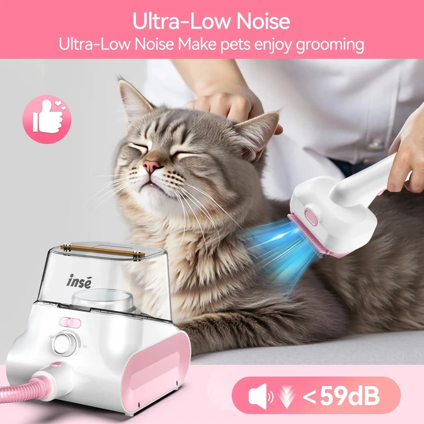 Grooming Vacuum, 4.5L Large Capacity Pet Grooming Kit & 5-In-1 Ultra-Low Noise Pet Grooming Vacu for Dog, Cat Excel Pets