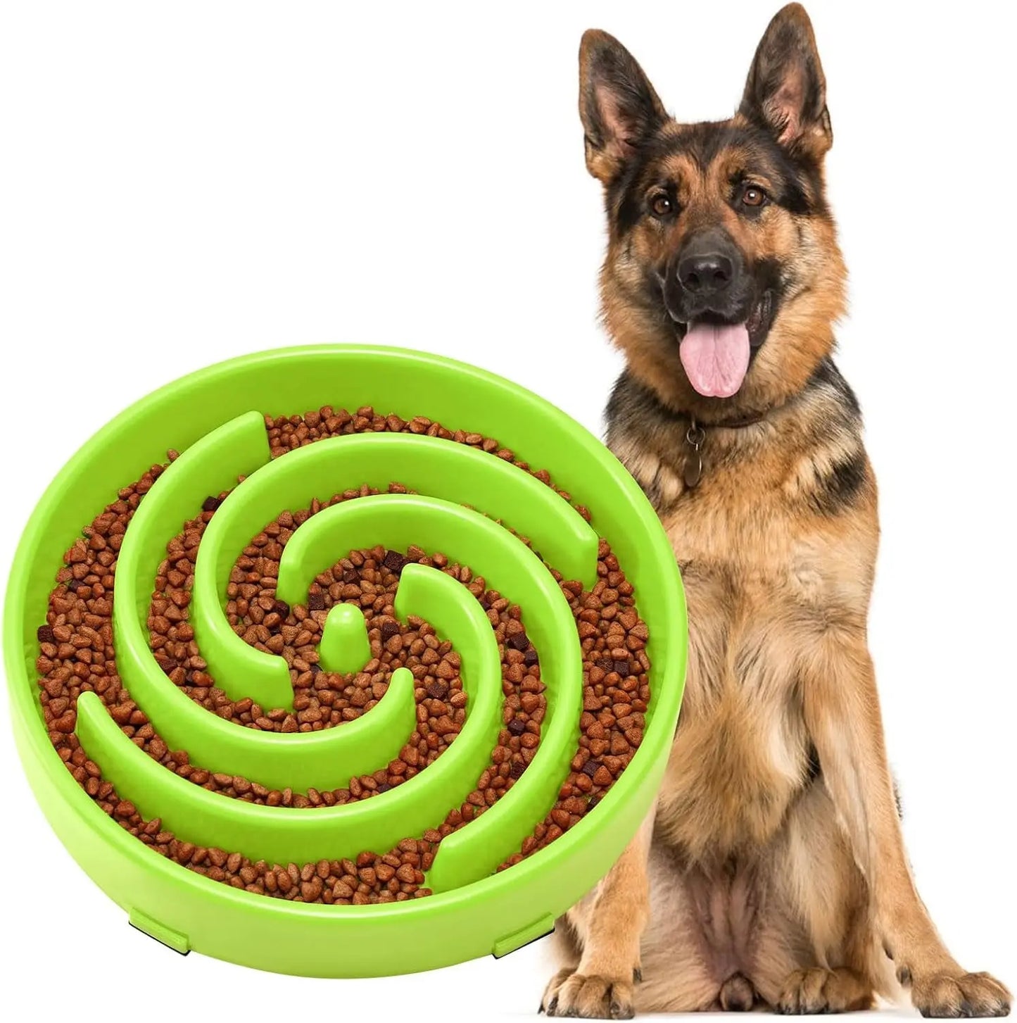 JASGOOD Anti-Gulping Slow Feeder Dog Bowl - Promote Healthy Eating Habits for Large and Medium Breeds with Unique Spiral Maze Design JASGOOD