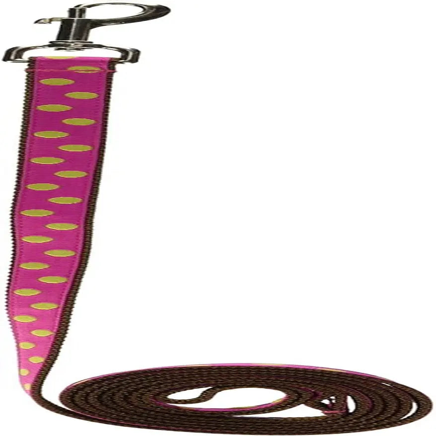 Small Fuchsia/Green Dot Dog Leash: 3/4" Wide, 4Ft Length - Made in USA. Sassy Dog Wear