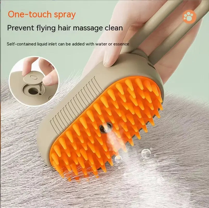 Electric Spray Comb with one-touch spray feature for pet grooming and hair removal