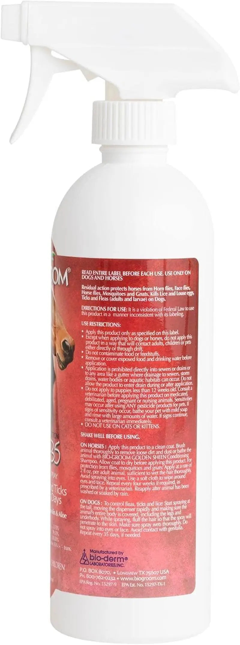 Bio-Groom Repel-35 Flea & Tick Spray for Dogs - Natural Flea and Tick Prevention, Cruelty-Free, Made in the USA, Includes Fly Spray for Horses - 16 Fl Oz, Single Pack Bio-Groom