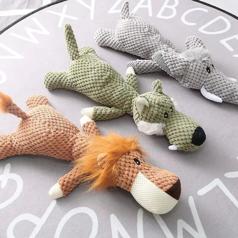 Interactive Plush Dog Toys Molar Teeth Cleaning Toy Cute Animal Modeling Lion Elephant Doll Squeaky Dog Toy Puppy Teething Toys Does not apply