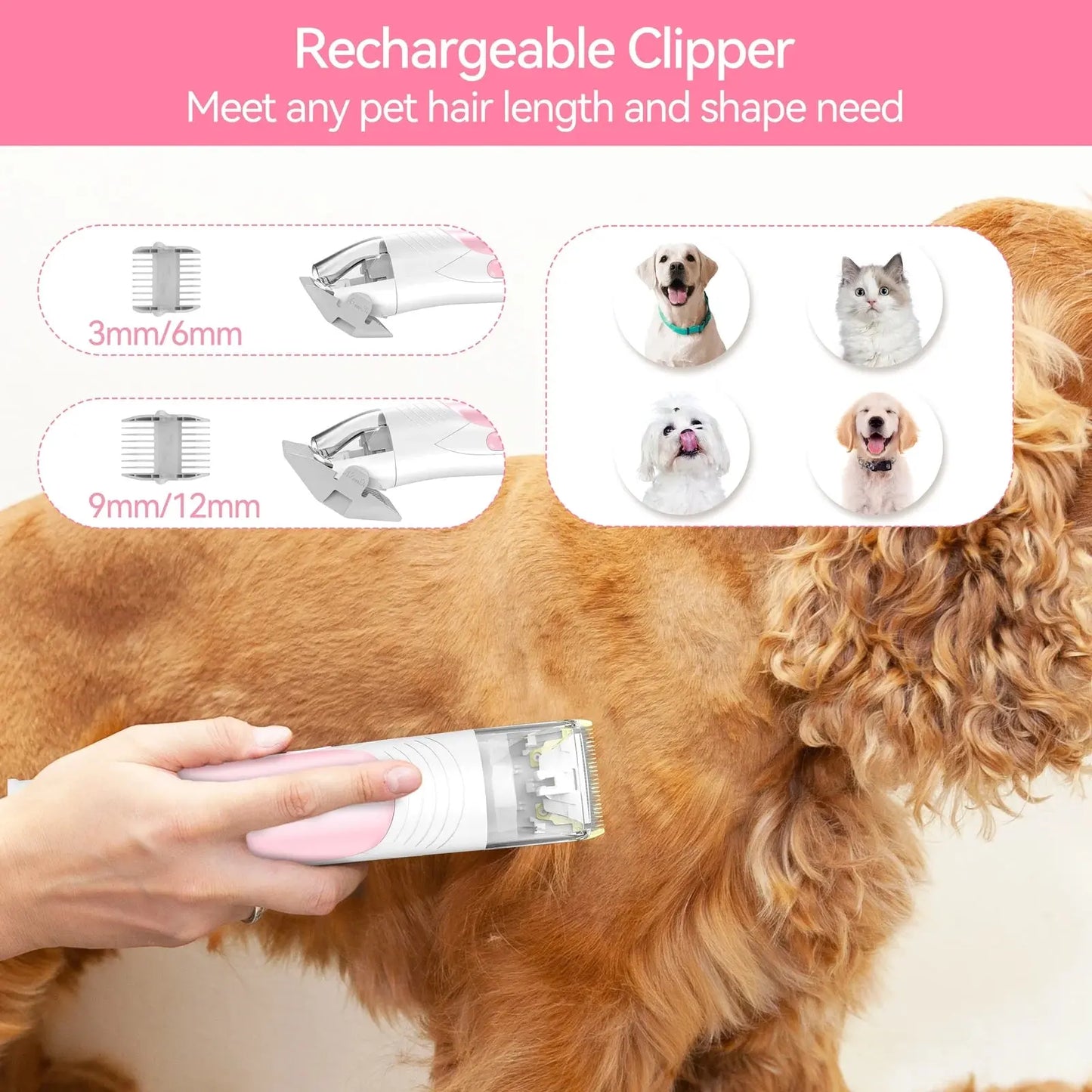 Grooming Vacuum, 4.5L Large Capacity Pet Grooming Kit & 5-In-1 Ultra-Low Noise Pet Grooming Vacu for Dog, Cat Excel Pets
