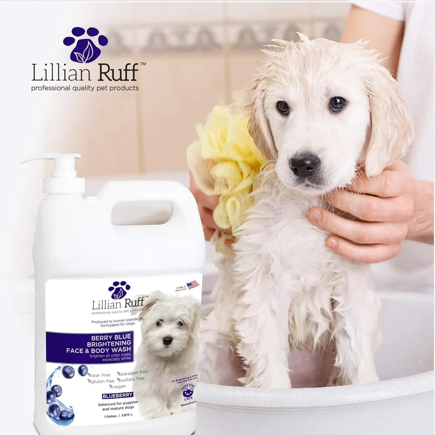 Dog Shampoo: Berry Blue Brightening Face and Body Wash for Dogs Excel Pets