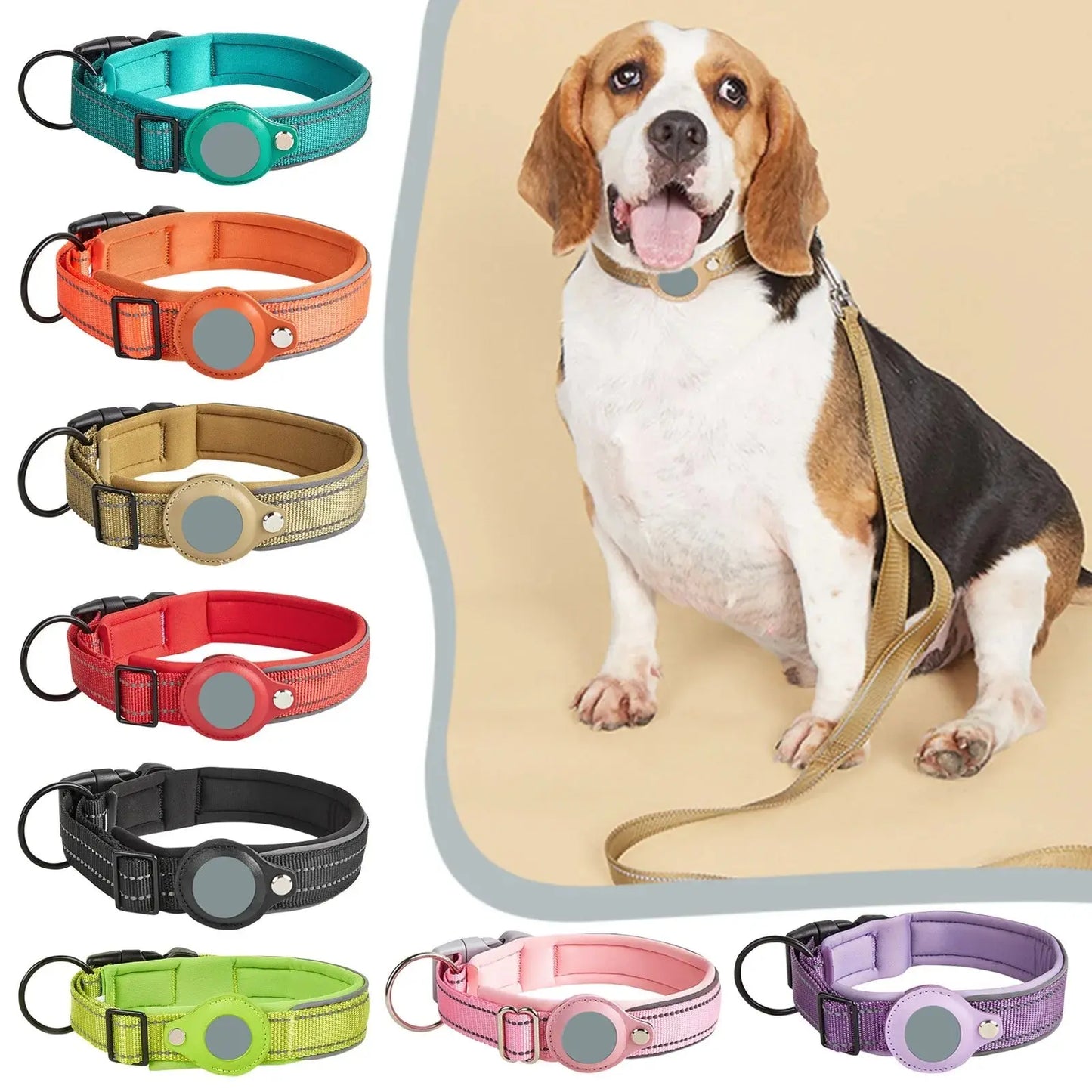 Reflective Dog Collar GPS Medium and Large Dog Non-Strangle Neck Ring Pet Tracking Anti-Lost Collar Traction Rope Excel Pets