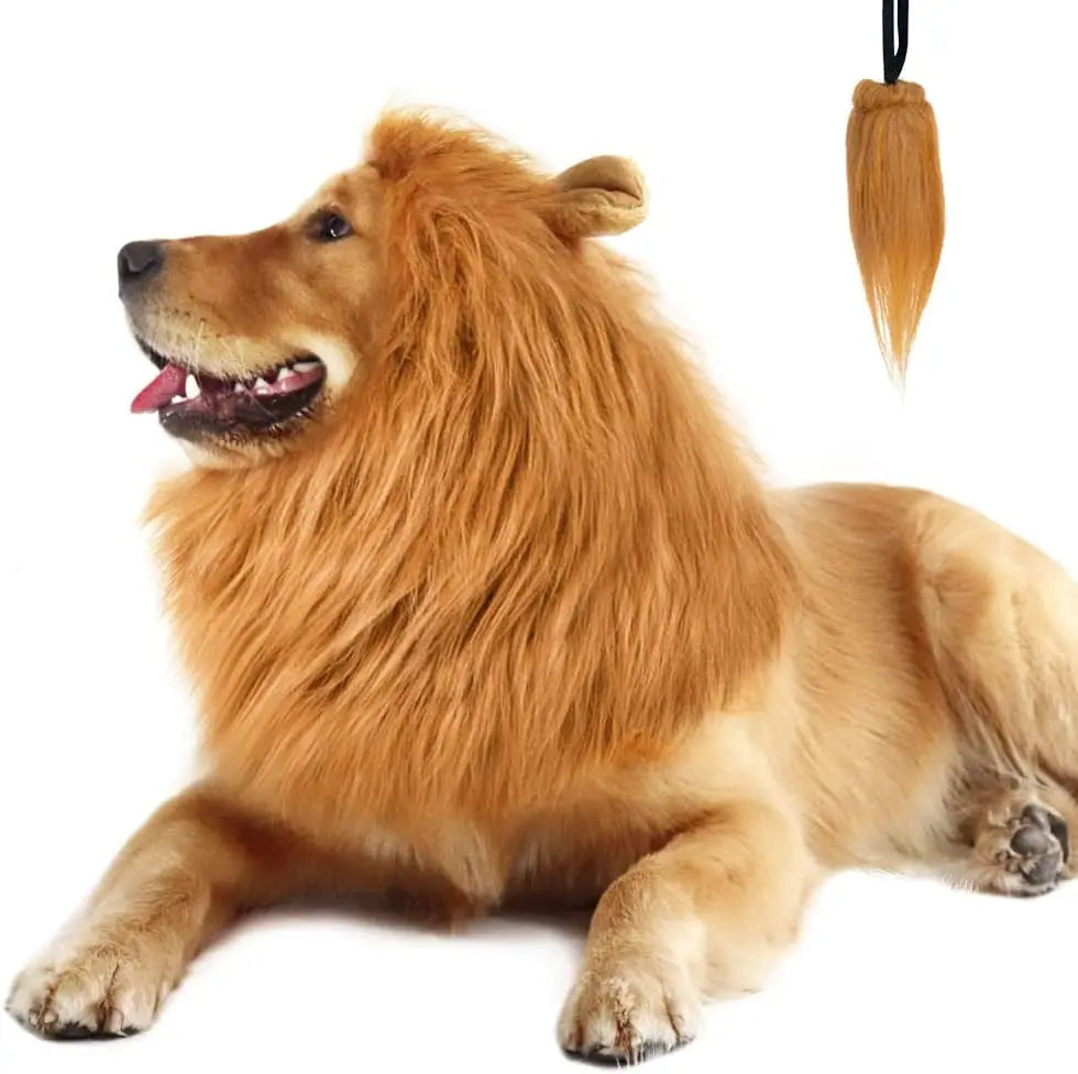 CPPSLEE Lion Mane for Dog Costumes, Realistic Wig for Medium to Large Sized Dogs, Halloween Costumes (Dark Brown)