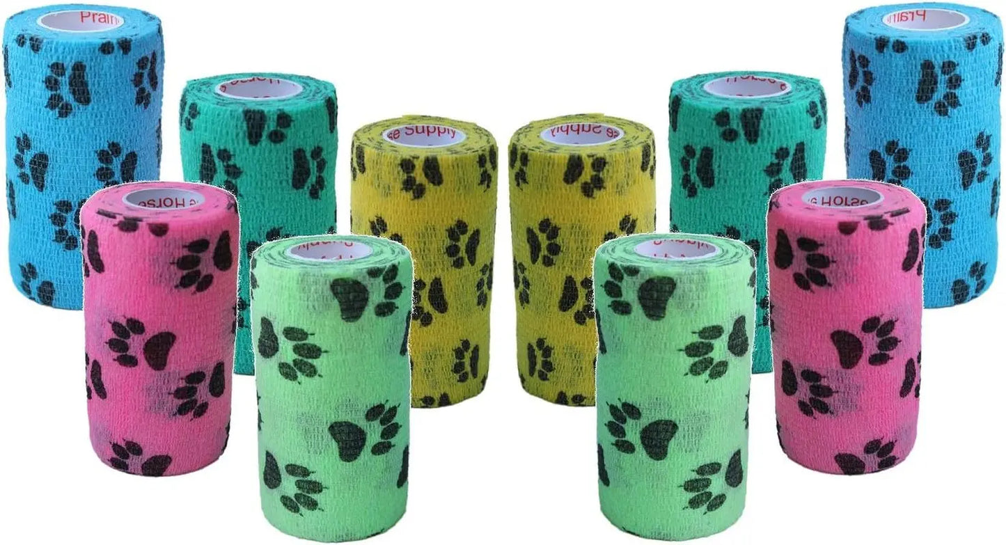 Prairie Horse Supply 4-Inch Veterinary Wrap Tape Bulk Pack (Assorted Paw Prints and Patterns) Prairie Horse Supply
