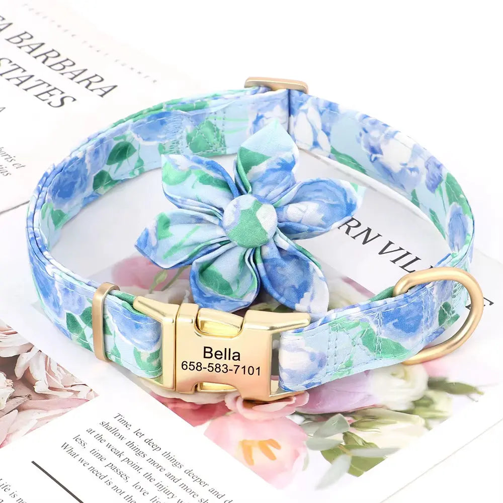 Custom Nylon Dog Collar Cute Print Dog Collars Free Engraved Pet ID Collars Necklace for Small Medium Large Dogs Pug Adjustable Excel Pets