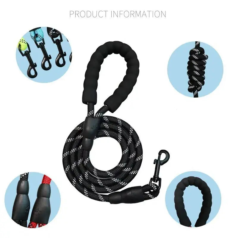 Ultimate Safety and Comfort: Reflective Nylon Dog Leash for All Stages - Tangle-Free and Explosionproof! other