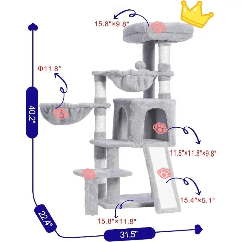 Cat Tree, Cat Tower with Condo, 2 Baskets, Large Platform, Scratch Board, Cat Scratching Posts for Indoor Cats Excel Pets