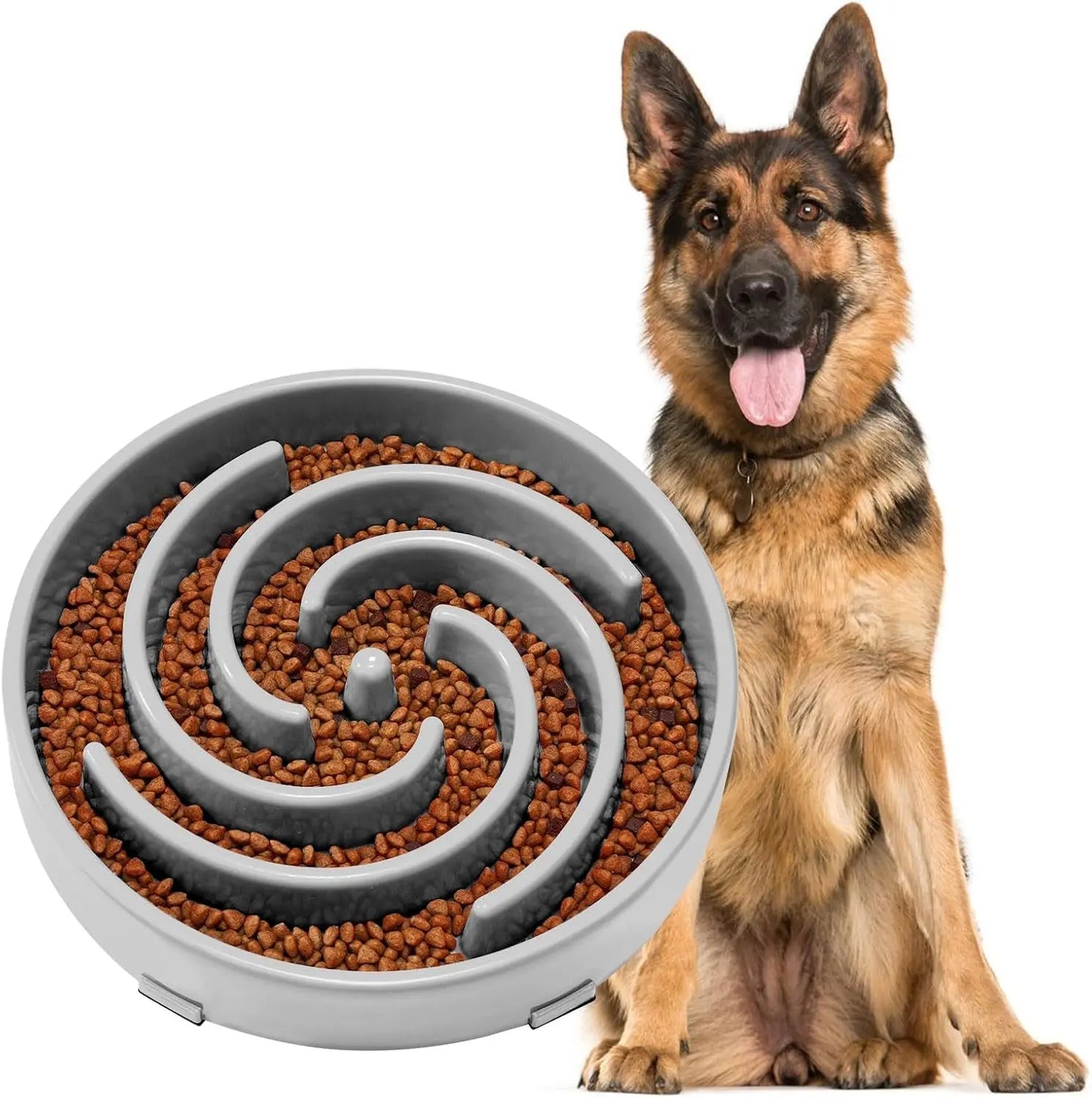 JASGOOD Anti-Gulping Slow Feeder Dog Bowl - Promote Healthy Eating Habits for Large and Medium Breeds with Unique Spiral Maze Design JASGOOD